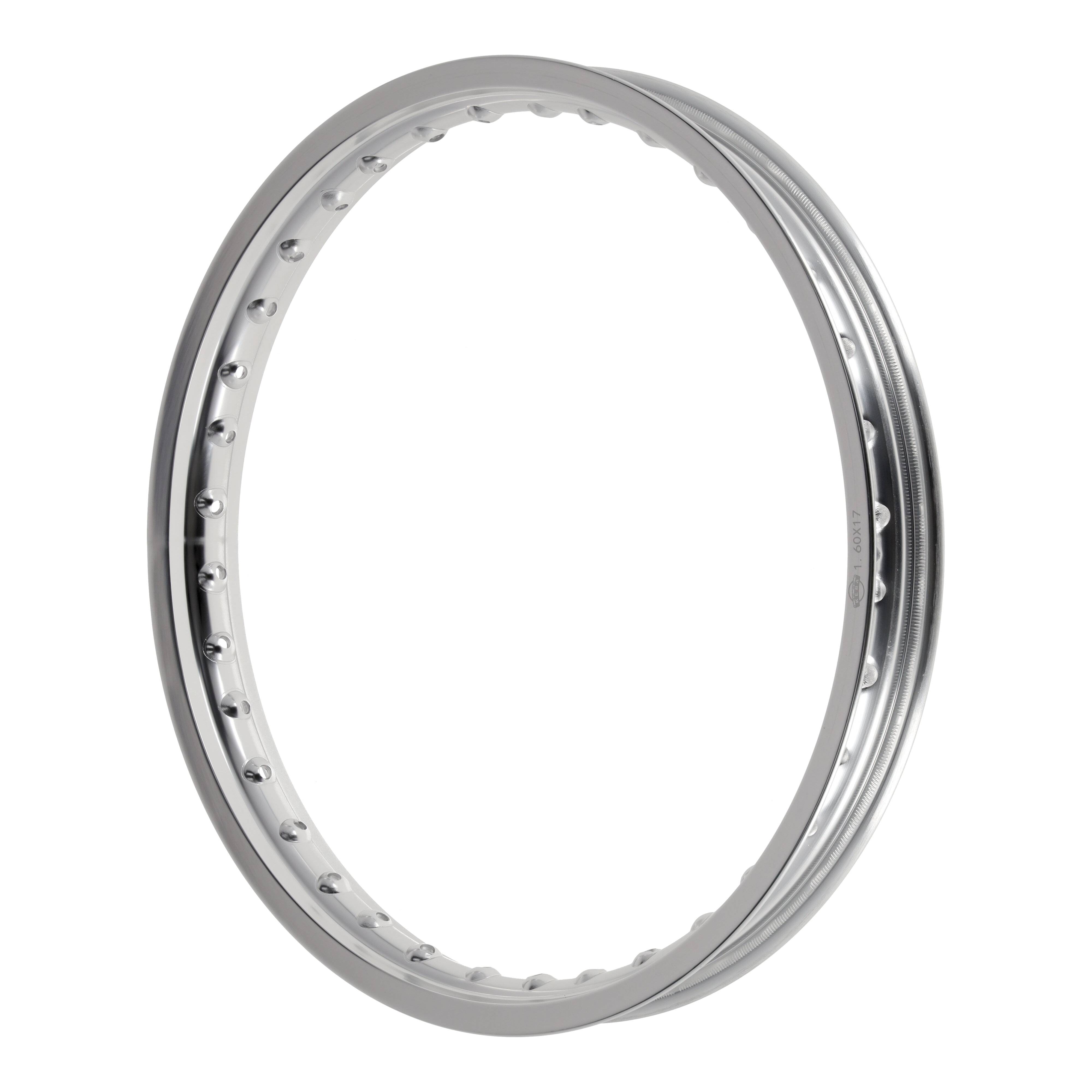 Felge Aluminium 1,60x17" 36 Loch silber poliert und eloxiert