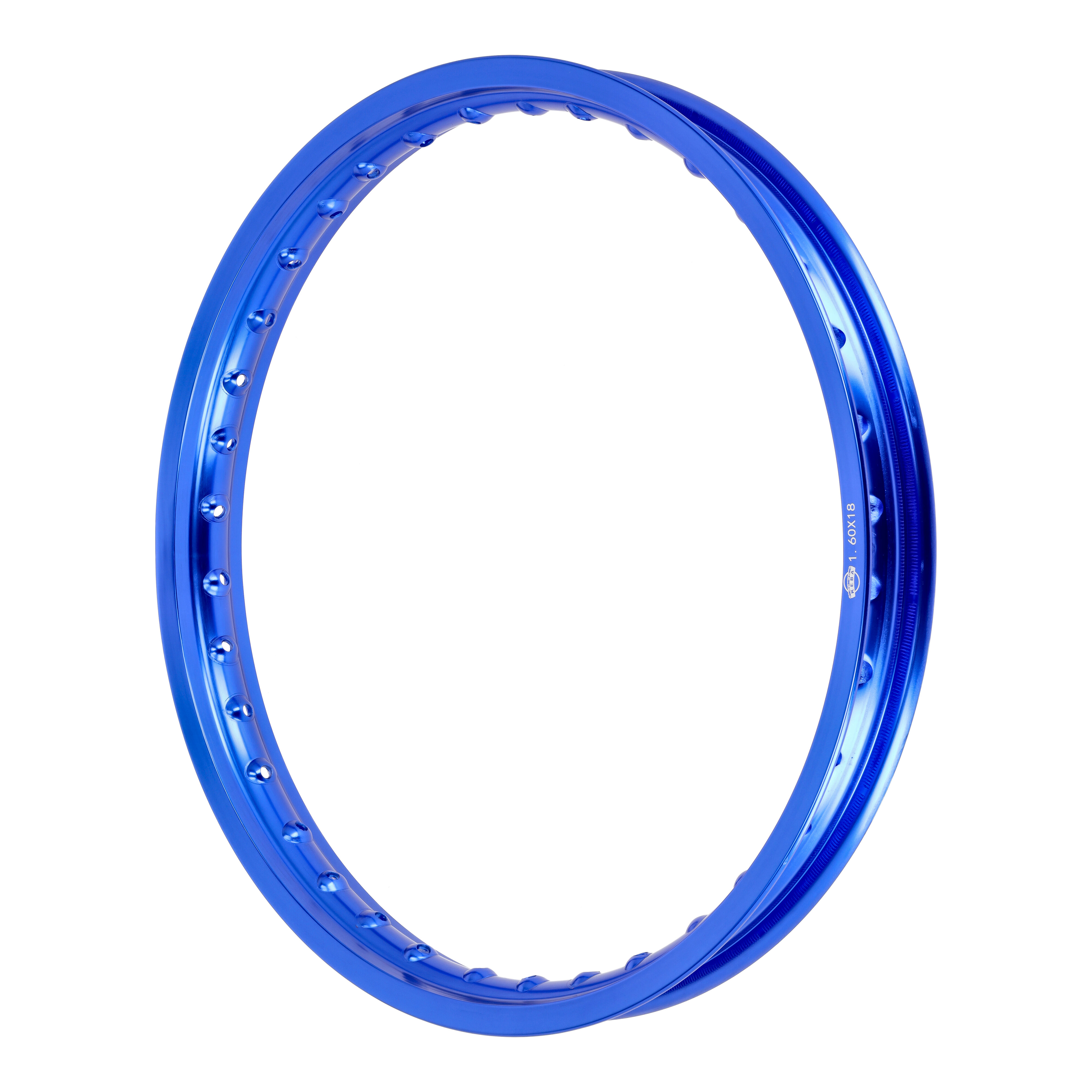 Felge Aluminium 1,60x18" 36 Loch blau poliert und eloxiert
