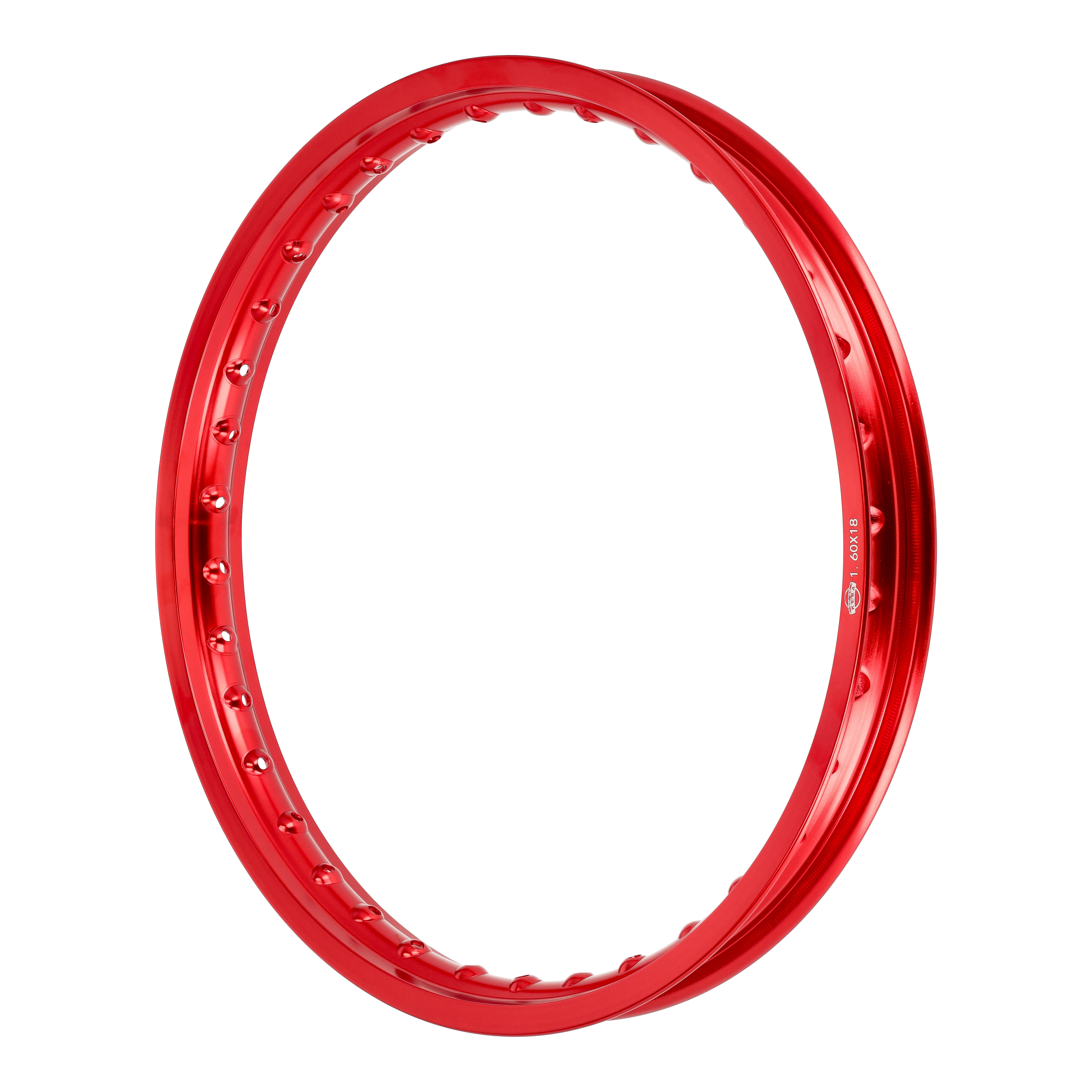 Felge Aluminium 1,60x18" 36 Loch rot poliert und eloxiert