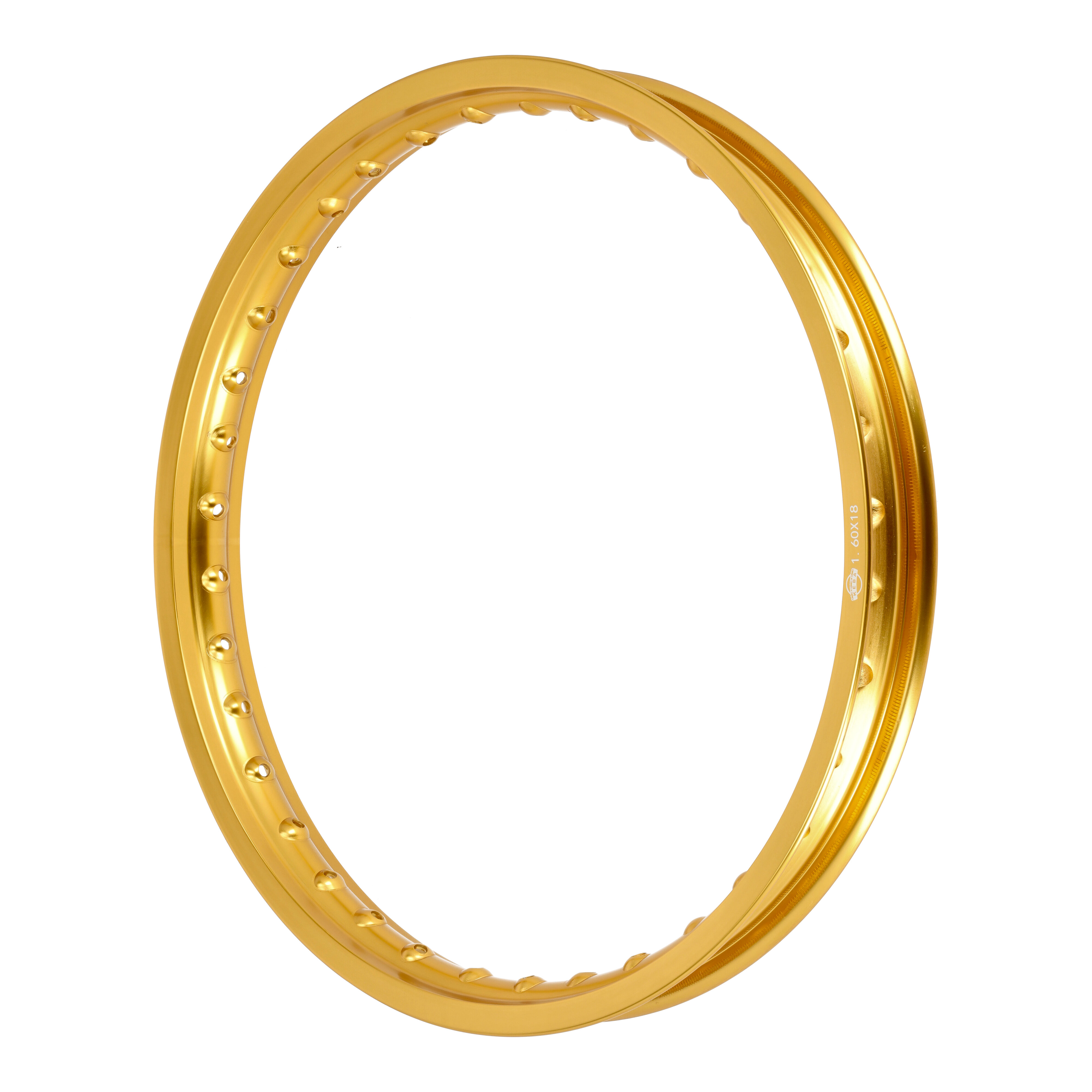 Felge Aluminium 1,60x18" 36 Loch gold poliert und eloxiert