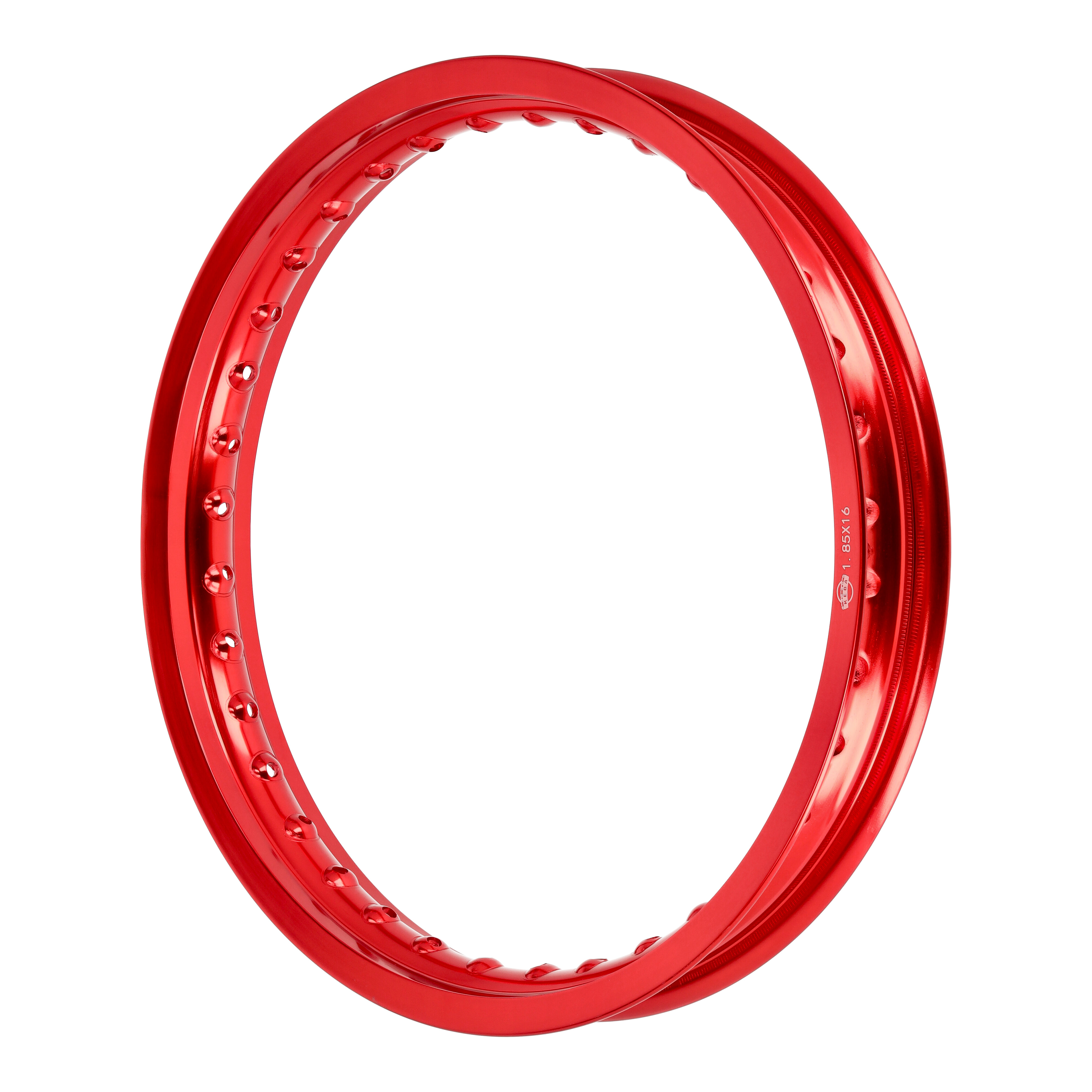 Felge Aluminium 1,85x16" rot poliert und eloxiert