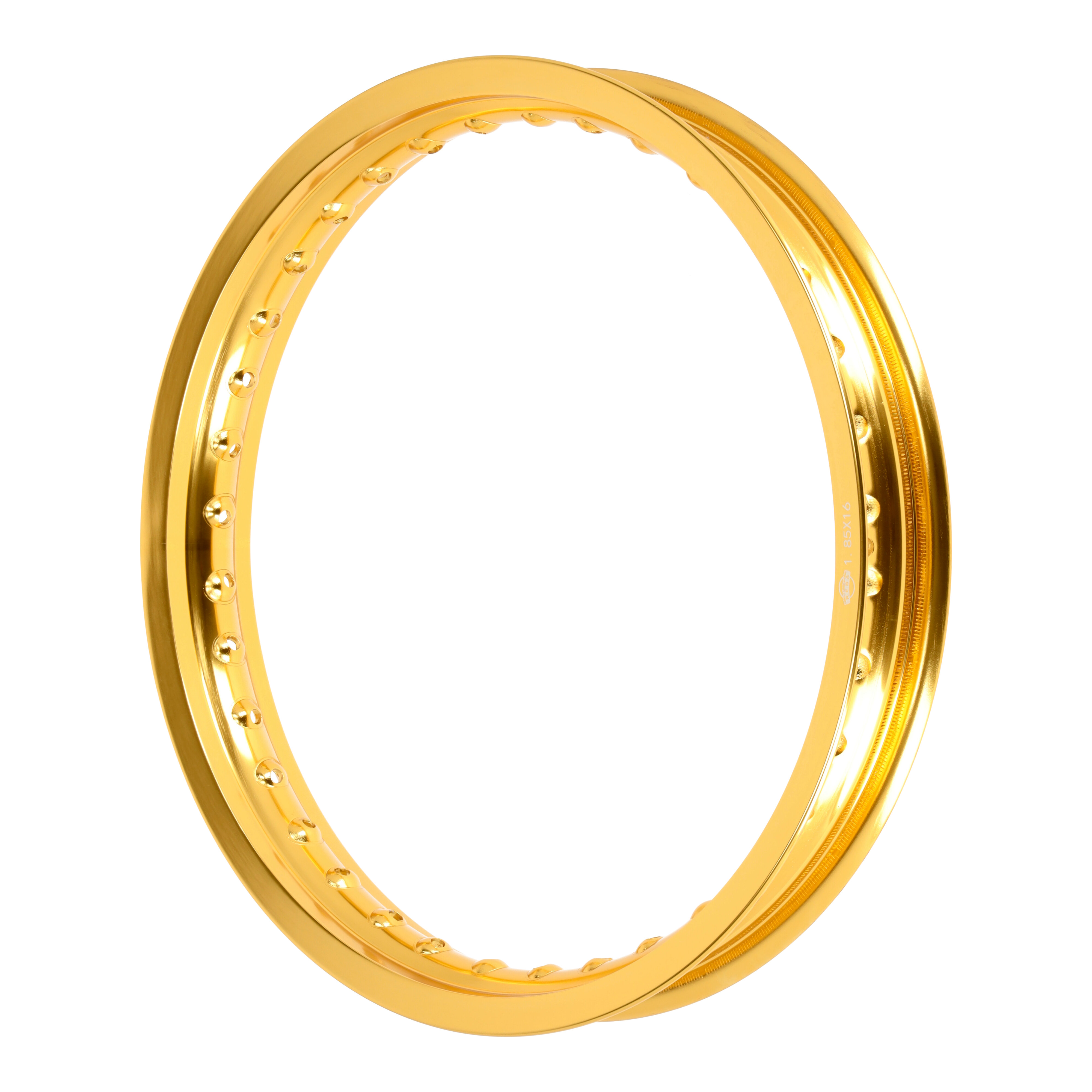 Felge Aluminium 1,85x16" gold poliert und eloxiert